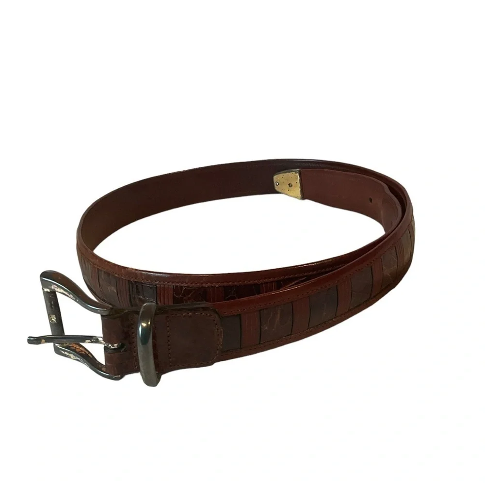 Cale Brown Crocodile Skin Belt Size 34